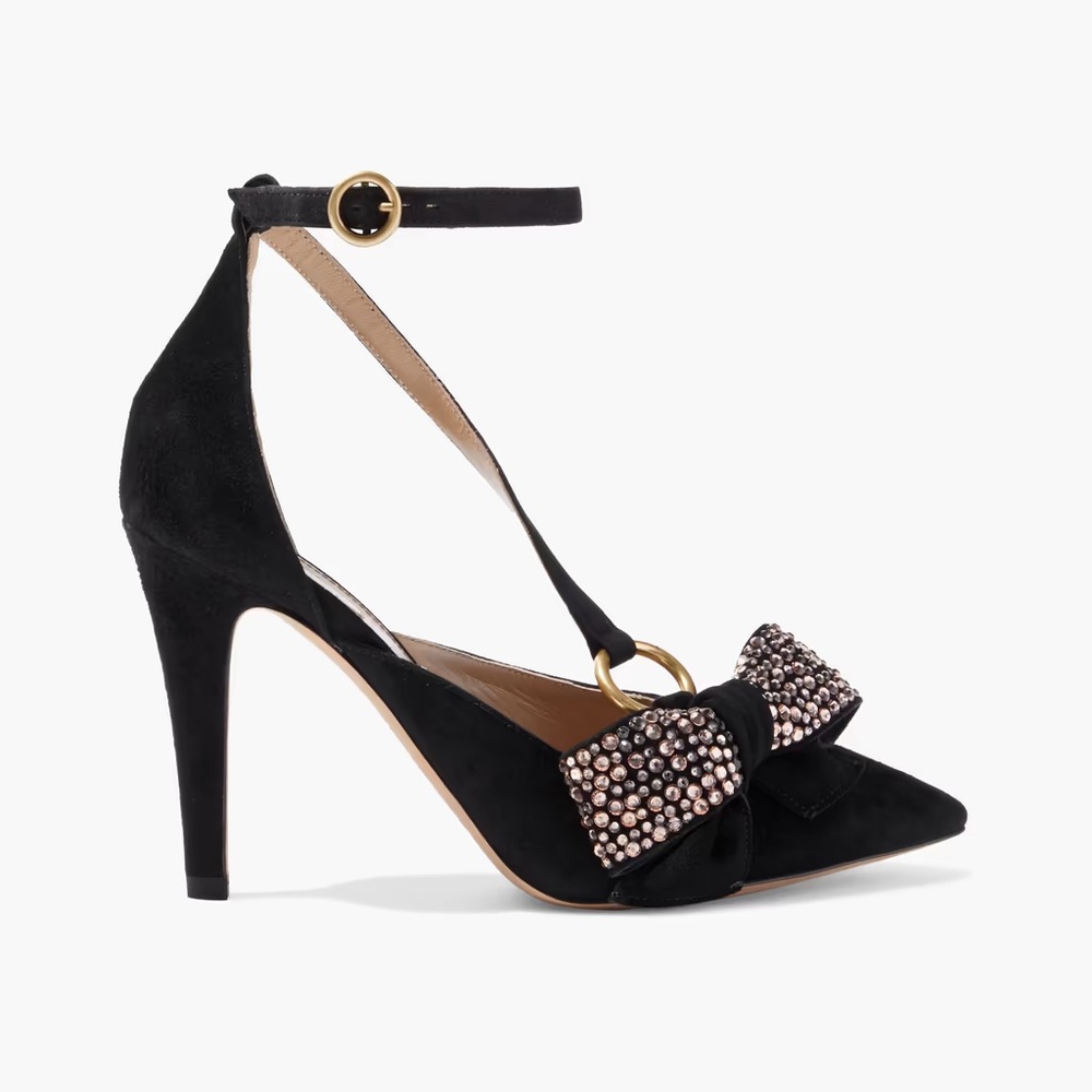 Chloe Black Heels with Embellished Bow